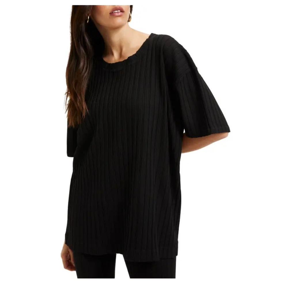 GOOD AMERICAN WIDE RIBBED BOYFRIEND TEE